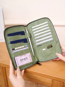 CHARM INFINITE RFID Anti-Theft Large Capacity Passport Holder, Fashionable Slim Travel Wallet, Unisex Travel Essential Gift - Green - View 5