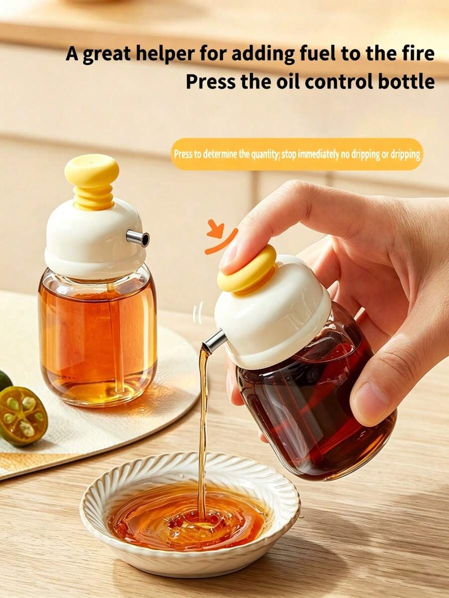 100ml Pump Dispenser Oil Bottle, Plastic Vinegar Bottle Oil Pot, Leak-Proof Easy-Clean Hanging Seasoning Container, Suitable For Home Kitchen, Restaurant, Cooking, Baking, Grilling, Camping And Daily Use, Essential Kitchen Accessory, Grandma Gift