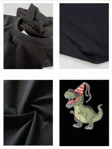 Cool T-Shirt, 220gsm Heavyweight Cotton, With A Fun Dinosaur Wearing Sunglasses, Perfect For Casual Wear, Birthday Parties, Or As A Gift For Dinosaur Lovers - A Cool And Unique Present. CEJZ MTFF T-Shirt - 黑色 - 查看 4