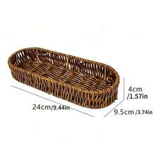 Woven Cutlery Rack, Chopstick Holder, Kitchen Countertop Storage Basket, Rattan Basket, Portable Lightweight Dining Table, Banquet Tableware Organizer Box, Kitchen Storage & Accessories, Home Essentials, Kitchen Organizers, Suitable For Cutlery, Cosmetics, Stationery, Bedroom Decor, Coastal Style Seaweed Rattan Storage Basket, Kitchen Organizer, Kitchen Accessories Storage, Organizer Rack - Multicolor - View 11