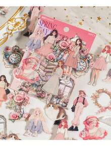 30 peças/Pacote Adesivos Decorativos de Personagem Retrô Feminino em PET à Prova d'Água para Junk Journal, Scrapbooking e Artesanato, 15 Designs de Padrão - multicolorido - Visão 9