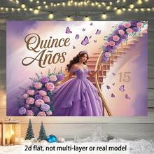 2D Flat, 1pc Quinceañaza Party Decorations Suitable For 15th Girl Wall Hanging - Elegant Quinceañera Banner With Girl, Fabric For - Home, Room & Party Decorations (Quinceañez Event), 2D Flat,Home & Room Décor, Birthday & Party Backdrops, Wall Hangings, Decorative Tapestries, Party Décor, And Gift Ideas. - Nhiều màu - Xem 1