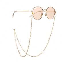 1pc Metal Eyeglasses Chain Women's Eyeglasses Chain/Lanyard, Reading Glasses Hanging Chain, Travel Decorative Accessory, Anti-Slip Fashion Glasses Strap - Gold #1 - View 3