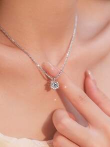 1pc Gold/Silver Color Optional Light Luxury Style Single Diamond Starry Sky Clavicle Chain Necklace For Women, Valentine's Day Confession Gift, Daily Commute, Party, Vacation, Versatile - Multicolor - View 2