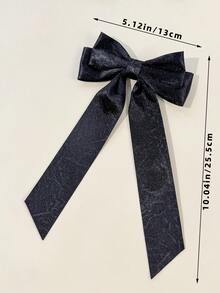 1pc Women's Solid Color Minimalist Bow Hair Clip, Suitable For Daily Wear - Black - View 4