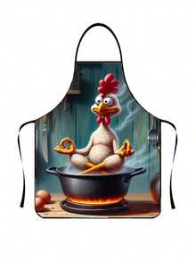 Creative Cartoon Chicken Apron (Suitable For Both Men And Women) Kitchen Apron, Fun Cooking Gift, Durable Polyester Fiber Material 100% Apron - 55*68cm - View 3