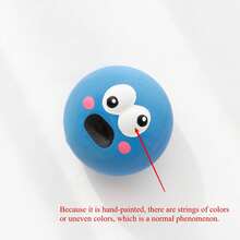 Wang Meow Pet 1 pieza/3 piezas Juguete de pelota de goma con diseño de cara de dibujos animados para perros - Juguete masticable duradero hecho de látex, diseño de ojos grandes adecuado para cachorros y perros pequeños, juguete interactivo de pelota para mascotas - Multicolor - Ver 12