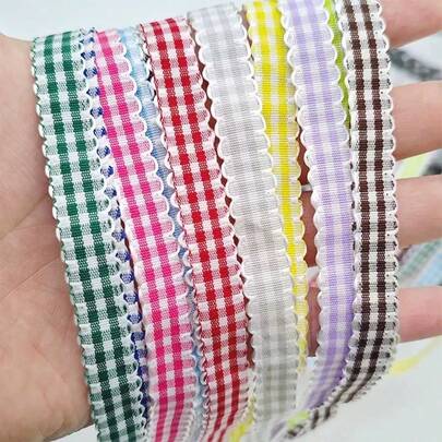 Wavy Edge Plaid Ribbon With Bow, Home Decor, Wedding, Christmas, Valentine's Day Decoration, DIY Gift Packaging