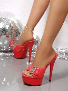 Sandalias de tacón alto elegantes y sexys de estación europea 2026, con punta abierta, adecuadas para baile, fiesta y moda de alta gama - Rojo - Ver 12