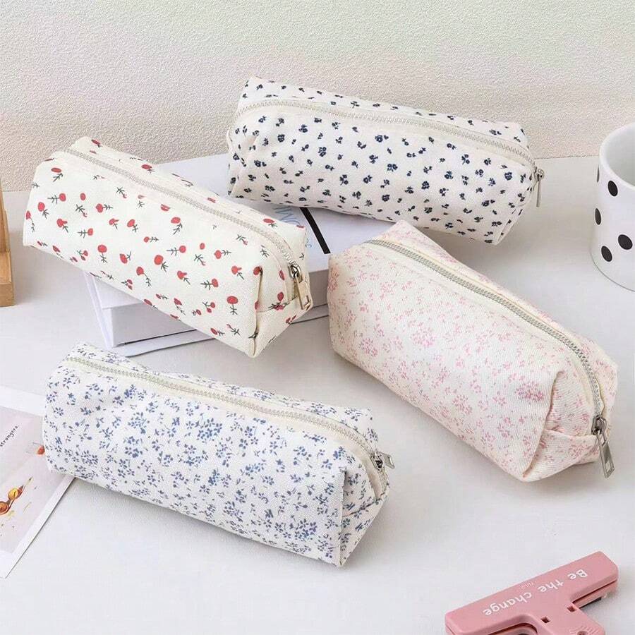 Large Capacity Floral Polyester Pencil Case - Multi-Purpose Makeup Bag, Storage Pouch - Ideal Back To School Gift, School Supplies Organizer 1pc/2pcs,Back To School - Sets - View 1