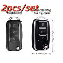 Ốp bảo vệ chìa khóa xe phù hợp cho các dòng xe Beetle, Caddy, Jetta đời 2011-2013, 2 chiếc/bộ | Chất liệu TPU, 3 nút bấm, thiết kế dạng gập, vỏ bảo vệ chìa khóa điều khiển từ xa. - Bộ đôi - Xem 3