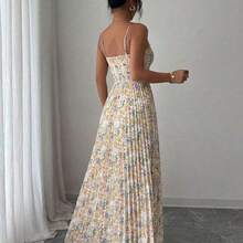 Elenzya Sleeveless V-Neck A-Line Waist Cinched Elegant Romantic Ditsy Floral Dress, Suitable For Resort, Garden Party, Spring/Summer Gathering, Travel - Multicolor - Ver 3
