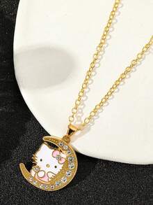 1 pieza Collar con colgante de Hello Kitty de Sanrio, collar elegante y lindo con dije de Kitty hueco de cristal - Unitalla - Ver 17