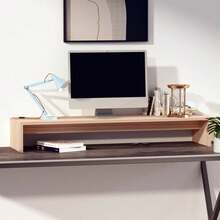 Soporte para monitor vidaXL 100x27x15cm Madera maciza de pino - Marrón - Ver 3