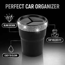 Luxury Rhinestone Car Coin Organizer, Sparkling Rhinestone Design, High-Quality Material Wear-Resistant And Scratch-Resistant, Multi-Compartment Coin Storage, Convenient Access During Driving, Enhances Car Interior Style - Car Diamond-encrusted Coin Box - View 11