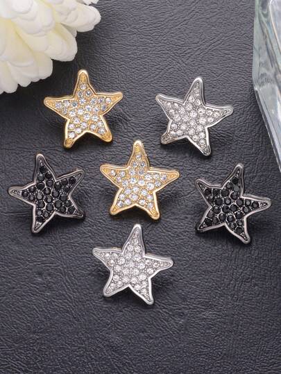 10 piezas de botones decorativos de metal de alta gama con estrella de cinco puntas y diamante, adecuados para camisas, cárdigans, vestidos, vestidos de novia, suéteres, chaquetas, botones decorativos de costura hechos a mano, DIY para zapatos, bolsos, cajas de regalo, accesorios de joyería, decoración navideña