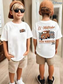 Boys' Disney Cars Tow Mater T-Shirt, Kids Racing Tow Truck Graphic Tee, Soft Breathable Casual Top For Boys, Perfect For Theme Parks, Playdates, Car Shows & After-School Activities - 白色 - 查看 1