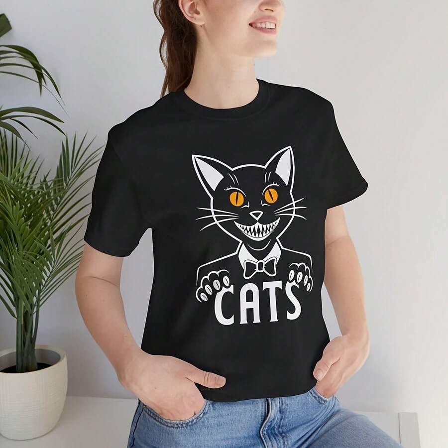Ca Musical Uni Adult Tee, Fan Gift, Cat Lover Shirt, Theater Graphic Top, Music Lover rel, Vintage Musical Tee220g heavyweight 100% cotton T-shirt. Butterfly print. Unisex sizing. Round neck inspirational T-shirt. Cute and beautiful Y2K-inspired summer top, perfect for the outdoors, home, work, or street wear. Casual, loose-fitting everyday T-shirt. - Negro - Ver 1
