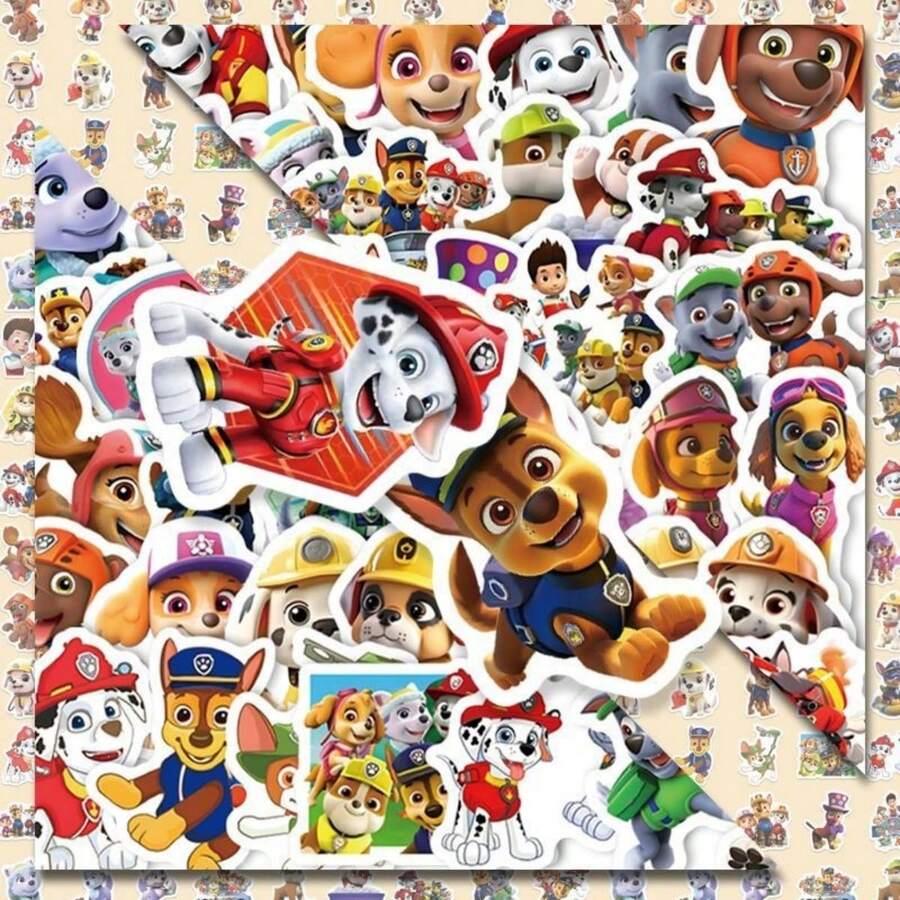 1套/80張 PAW Patrol 可愛狗狗巡邏隊貼紙,防水乙烯基貼紙包含 Chase、Skye、Rubble、Rocky、Zuma & Everest,趣味卡通裝飾貼紙適合兒童、生日派對贈品、男孩女孩美學塗鴉貼紙 - 彩色 - 查看 1