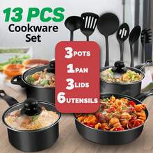 13pcs Cookware Set Pan Pot Non Stick Saucepans Frying Pan Cookware Set Glass Lid - View 10