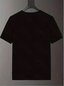 Casual Easy Camiseta de Hombre Top Moda Cuello Redondo Jersey Calle Retro Suelta Camiseta de Hombre Manga Corta - Negro - Ver 2