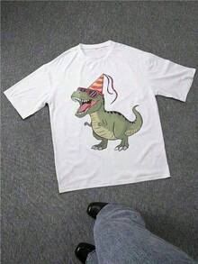 Cool T-Shirt, 220gsm Heavyweight Cotton, With A Fun Dinosaur Wearing Sunglasses, Perfect For Casual Wear, Birthday Parties, Or As A Gift For Dinosaur Lovers - A Cool And Unique Present. CEJZ MTFF T-Shirt - 白色 - 查看 2