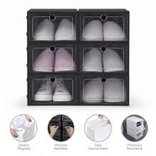 6 Pcs Shoe Rack Organizer Tennis Shoes Storage Box Buildable Stackable Tennis Heels Boots - 白色 - 查看 4