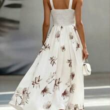 AB Patchwork V-Neck Sleeveless Waist Cinched Elegant Midi Dress, Suitable For Work & Vacation - Verde Oscuro - Ver 3