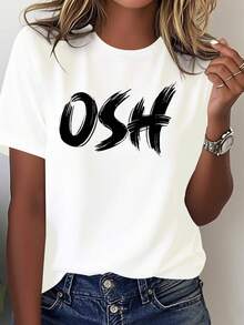 Camiseta de Mujer Kirguistán Osh - 100% Aodón Puro, Casual con Cuello Redondo y Letras Cirílicas & Latinas en Gris Claro sobre Blanco - Ropa Temática del Kirguistán para Todo el Año, I como Atuendo casu Muestra Cultural - Blanco - Ver 2
