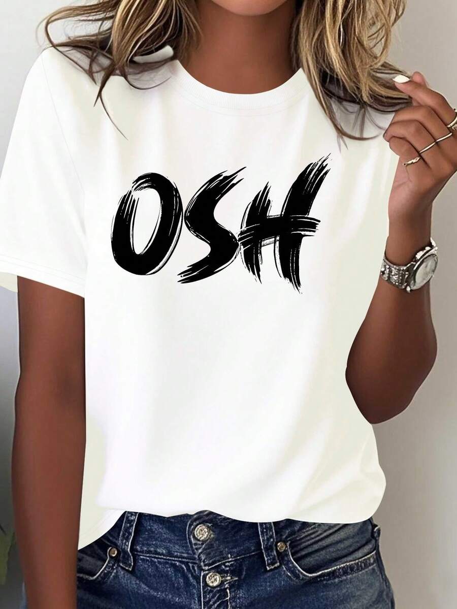 Camiseta de Mujer Kirguistán Osh - 100% Aodón Puro, Casual con Cuello Redondo y Letras Cirílicas & Latinas en Gris Claro sobre Blanco - Ropa Temática del Kirguistán para Todo el Año, I como Atuendo casu Muestra Cultural