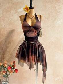 Women Midi Dresses - 全穀類咖啡 - 查看 10