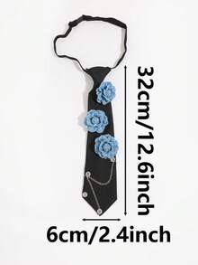 1pc Women's Fashion 3D Floral Pierced Chain Decor Solid Color Adjustable Choker, Suitable For School, Outing, Dating - Multicolor - View 9