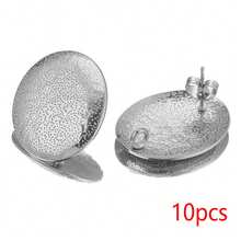 10 Pcs 18K Gold Plated 304 Stainless Steel Stud Earrings, Including Hammered Star, Heart, Square And Oval Empty Base Pins, Suitable For Handmade DIY Jewelry Making - Earrings - View 14
