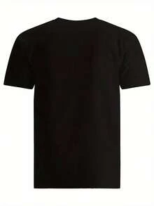 alastorss Herr sport-T-shirt med rund halsringning och tryck, kortärmad, bekväm och mångsidig, - Svart - Visa 2