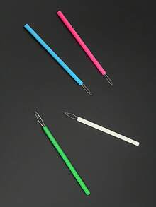 Bộ 4 dụng cụ xỏ chỉ bằng thép không gỉ với tay cầm chống trượt tiện dụng, thích hợp cho may vá truyền thống, thêu áo choàng, thêu chữ thập, đính cườm, may tay, dụng cụ may vá DIY thân thiện với người cao tuổi, màu xanh dương/xanh lá cây/hồng/trắng - Dụng cụ ren cán tròn có cán dài - Xem 2