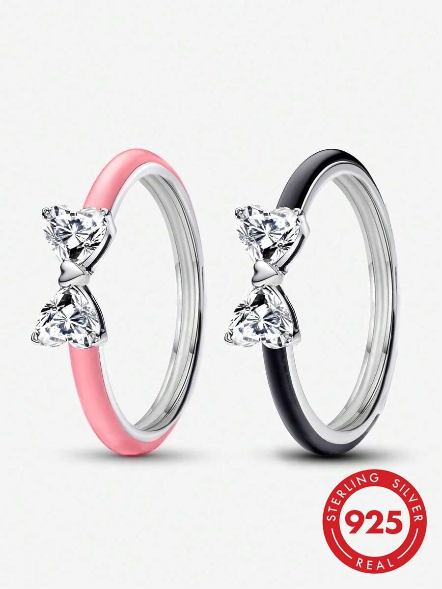 1 chiếc nhẫn hình trái tim đính kim cương cao cấp, bạc 925, quà tặng trang sức thanh lịch cho phái nữ, thích hợp cho ngày Valentine/sinh nhật hoặc đeo hàng ngày. - Kim cương trái tim - Xem 1