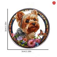 2D Flat - This 2D Flat Vintage Yorkshire Terrier Brooch Features A Unique Apparel Badge And Creative Lapel Flower, Perfect For Backpacks, Clothing, And Collars. - A - View 3