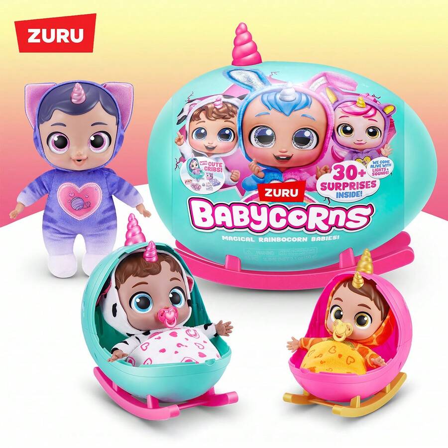 ZURU 神秘收藏系列玉米宝宝盲盒，有小号和大号两种尺寸可选，互动式宝宝，神奇的养成玩具，内含惊喜拆箱配件，适合3岁及以上女孩的可爱礼物