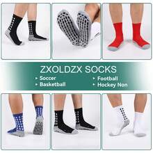ZXOLDZX 2/4/6 Pairs Men's Soccer Socks Grip Pads Non Slip Football Baseball Soccer Socks For Men Women - 4雙/2黑2白 - 查看 3