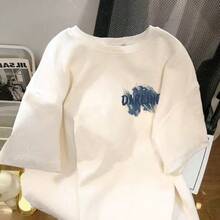 Camiseta de algodón puro estilo chino para mujer, de manga corta, diseño único, corte holgado, estilo veraniego de Hong Kong, elegante top blanco retro americano. - Negro - Ver 4