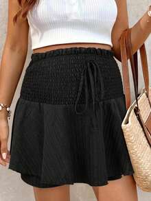Maternity Solid Color Casual Versatile Daily Outing Skort Black Summer - Black - View 4