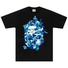 Versatile Fit Men's T-Shirt, Breathable Cotton T-Shirt For Men, Graphic T-Shirt For Men - Black With Blue Mask Print - Lightweight Summer T-Shirt For Daily Wear And Themed Events - Breathable Crew Neck T-Shirt - Street Style Essential Garment, Clothing For Events, Top With Bold Print, Comfortable Fit, Street Style, Design, Soft Material, Printed Top, Young Adults 100% Cotton, 220g Fabric, Gift For Dad, Christmas Gift - màu đen - Xem 8