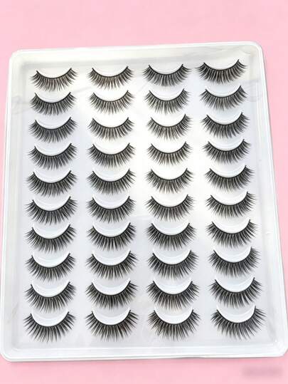 20 Pairs Faux Mink Eyelashes, Natural & Thick Cat Eye Lashes, Soft & Reusable False Eyelashes For Daily Wear, Cosplay, Party, Suitable For Beginners, Travel Makeup Essential