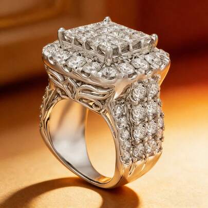 1pc S925 Sterling Silver Geometric Design Ring With Shiny Zirconia Stone, Elegant & High-Quality Jewelry For Women, Suitable For Wedding, Engagement, High-Quality Gift For Loved Ones