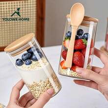 4-Piece Set Sealed Food Storage Containers For Kitchen And Fridge Organization, Large Size - Perfect For Rice, Pasta, Tea, Nuts And Coffee Beans - Dishwasher , Includes 4 Wooden Spoons - Clear - View 8