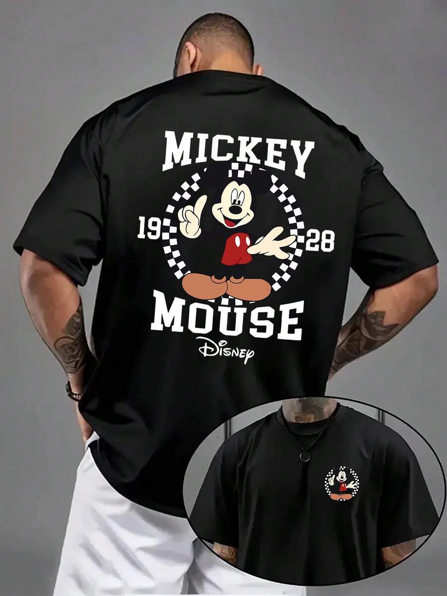 DISNEY Official Mickey Mouse T-Shirt For Men & Women - Unisex Short Sleeve Crew Neck Tee With Iconic Mickey Ears Print, Casual Summer Wear, Machine Washable, Non- Suitable For Daily Outfits, Themed Events, And Gifts - 黑色 - 查看 1