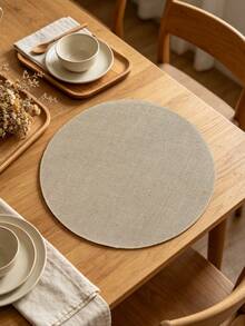 1pc Round Linen Coarse Burlap Placemat, Trivet, Heat Resistant Dining Mat, Suitable For Kitchen And Dining Room, Can Be Used As Wedding Tablecloth, Wedding Decor, Home Decor, Room Decor, Applicable For Wedding Banquet, Birthday Party, Family Gathering, Restaurant Decor - Multicolor - View 6