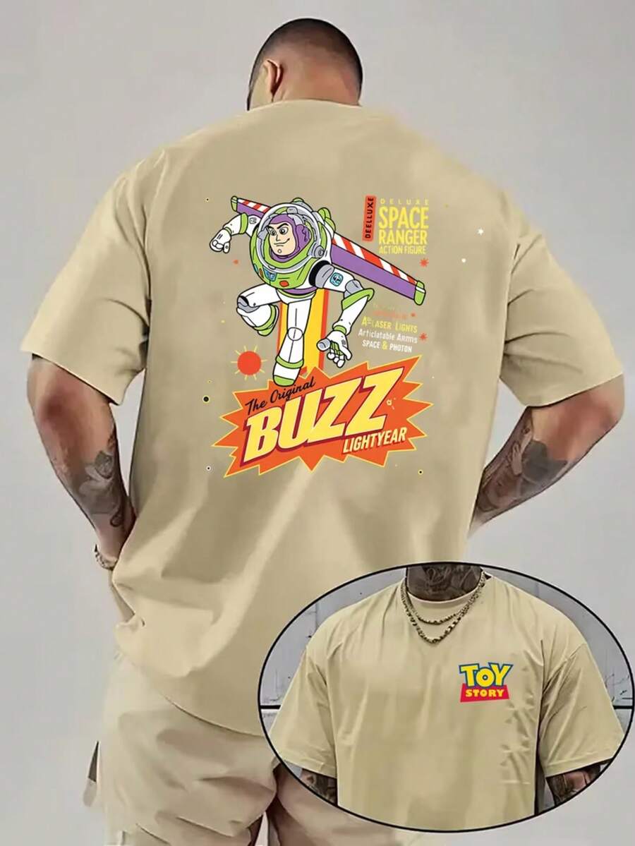 1 Disney Men's T-Shirt, Short-Sleeved T-Shirt With Toy Story Pattern For Men, T-Shirt With Round Neck For Leisure And Comfort, Breathable And Light, Suitable For Sports And Leisure Wear, T-Shirt For Spring And Summer, Suitable For Gifts, Suitable For Travel And Party Wear. - Màu be - Xem 1