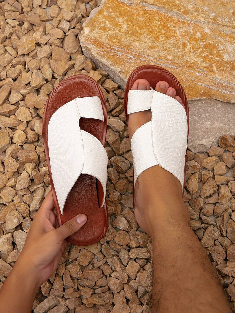 Sandalias de estilo árabe para hombres, zapatos de playa blancos, pantuflas - Blanco - Ver 1