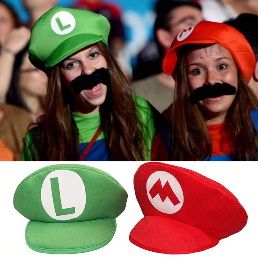 Luigi 動畫 Cosplay 經典帽子遊戲動漫人物萬聖節服裝 中性成人棒球帽 派對禮物,給家人與朋友的完美節日禮物,給遊戲玩家的禮物 - 彩色 - 查看 1